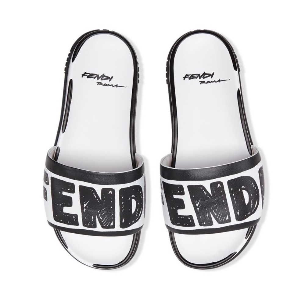 Brand New - Fendi Logo leather slides